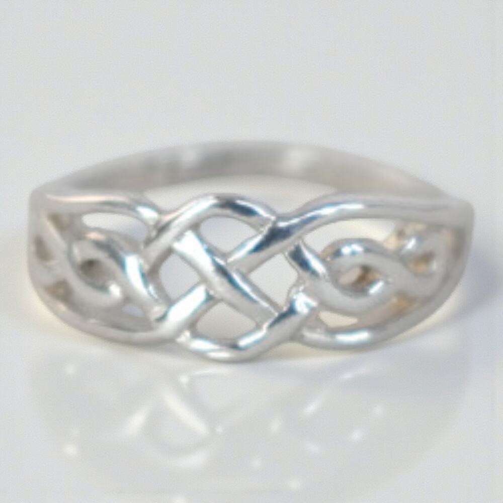 Vintage Sterling Silver 925 Celtic Knot Band Ring Unisex Size 7.25 2.2g Irish